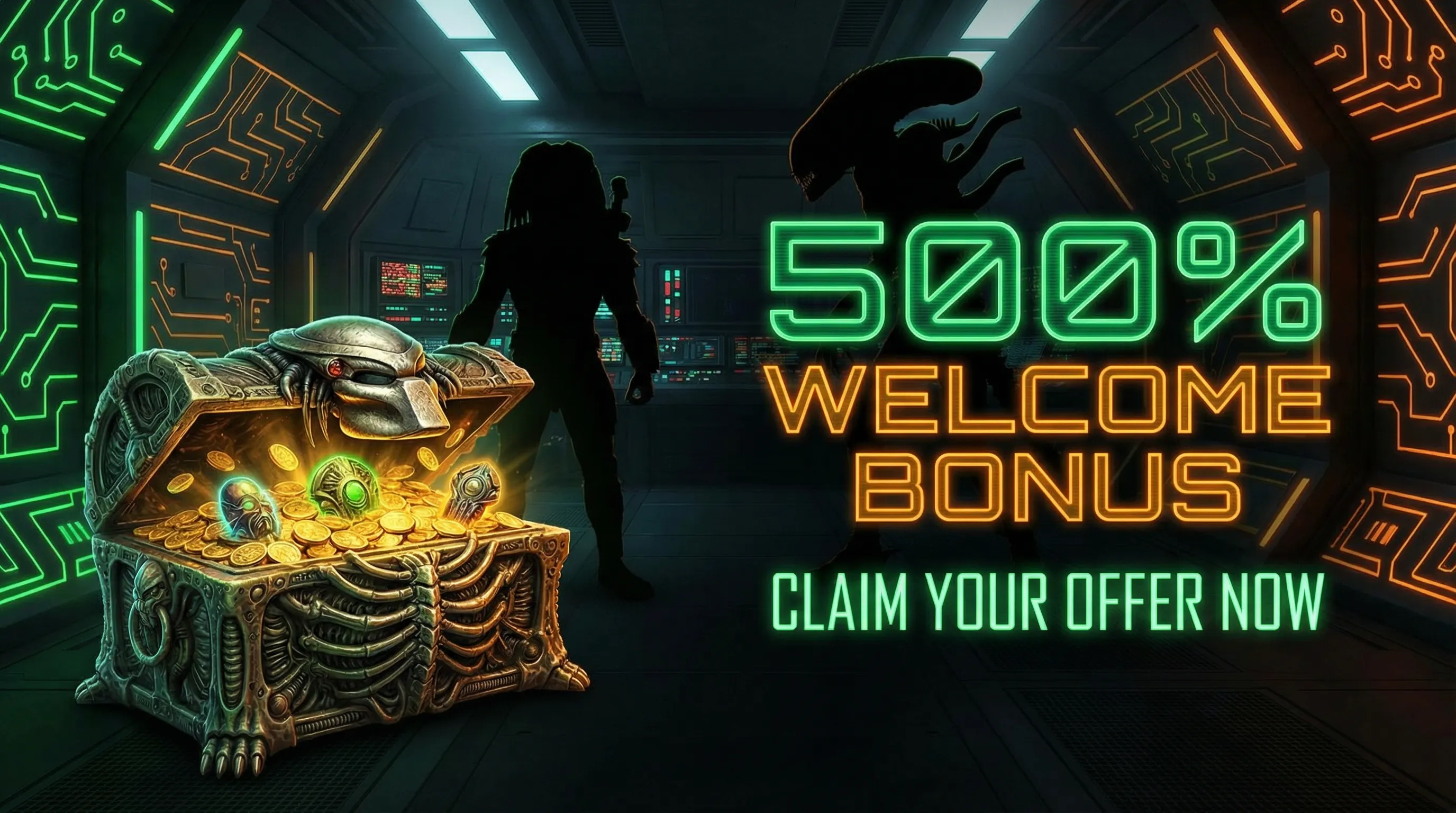 Bônus de Boas-Vindas ganheibet - 500% até R$5000 com baú do tesouro alienígena